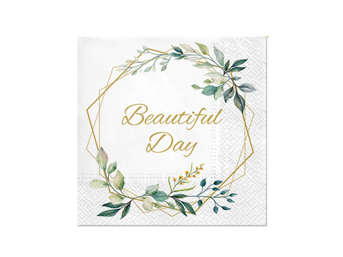 Beautiful Day wedding napkins with leaves - 33 cm - 20 pcs.