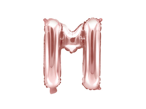 Foil balloon letter "M" pink and gold - 35 cm