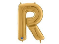 Balon foliowy złota litera R - 66 cm - 1 szt.