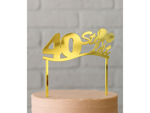 Gold mirrored plexiglass topper for 40th birthday cake