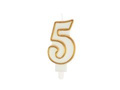 Number candle with gold border - 5 - 1 piece.