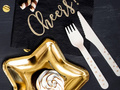 Wooden cutlery Stars, gold - 16 cm - 18 pcs.