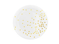 Talerzyki papierowe białe w złote groszki - 18 cm - 6 szt.