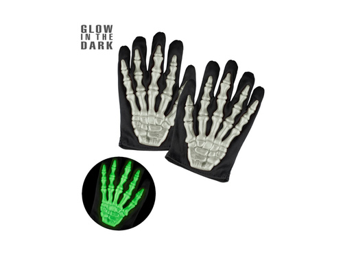 Świecące w ciemności 3D rękawiczki kościotrupa - dla dzieci
