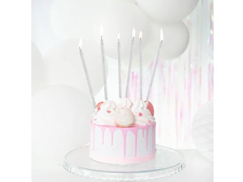 Silver Candles 13.5 cm - 6 pcs