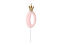 Candle number zero light pink with crown - 0 - 1 piece.