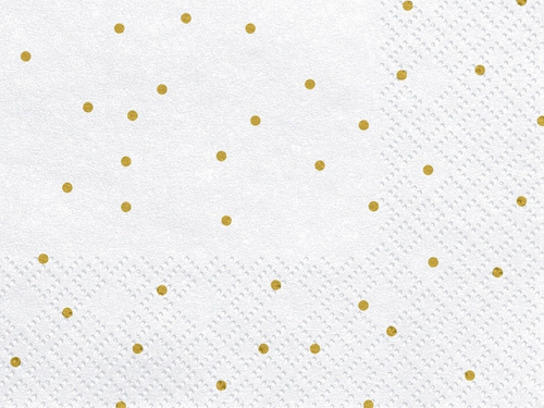 White birthday napkins with gold small dots - 33 cm - 20 pcs.