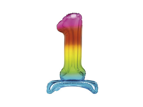 Foil balloon standing number 1 rainbow - 76 cm - 1pc.