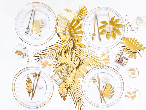 Aloha Decorations - Gold Tropical Leaves - 21 pcs.