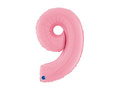 Balon foliowy cyfra 9 pastelowy różowy - 26" - 1 szt.