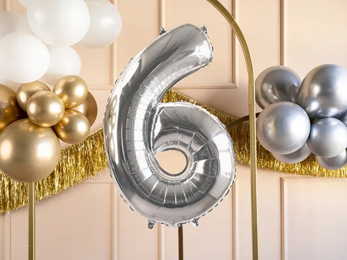 Number 6 silver Foil Balloon - 72 cm - 1 pc
