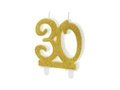 Candle for 30th birthday with gold glitter - 1 pc.