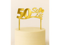 Gold mirrored plexiglass topper for 50th birthday cake