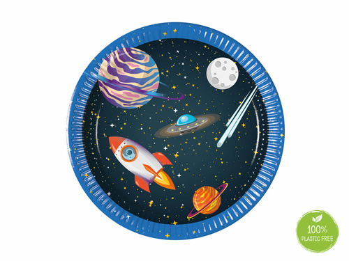 Talerzyki papierowe na urodziny Kosmos - 20 cm - 8 szt.