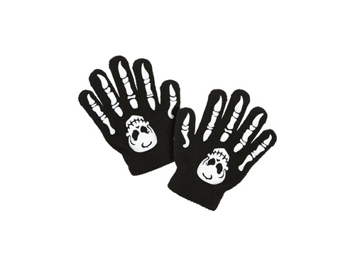 Rękawiczki kościotrupa z czaszką - dla dzieci, wełniane