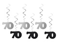 Hanging decoration swirls 70th birthday - 6 pcs.
