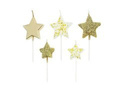 Gold star picker candles - 5 pcs.