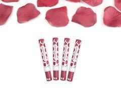 Tuba strzelająca, bordowe sztuczne płatki róż, 40cm, 4 szt.