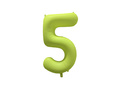 Balon foliowy cyfra 5 neonowy żółty - 86 cm - 1 szt.