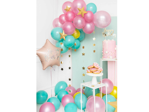Balon foliowy gwiazda Happy Birthday pudrowy róż - 40 cm - 1 szt.