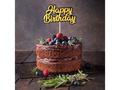 Happy Birthday cake topper gold and black - 1 pc.
