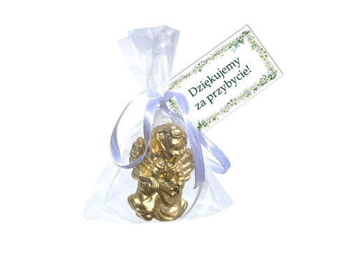 Aniołek gipsowy z białą kokardką - 1 szt.