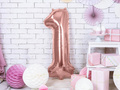 Balon foliowy cyfra 1 różowe złoto - 86 cm - 1 szt.
