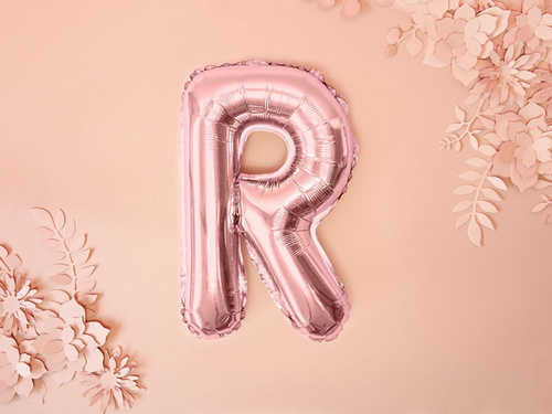 Foil balloon letter "R" pink and gold - 35 cm
