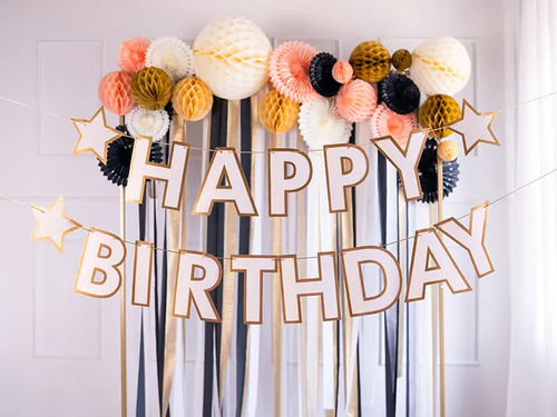 Baner urodzinowy Happy Birthday Gwiazdki - 220 x 14,5 cm - 1 szt.