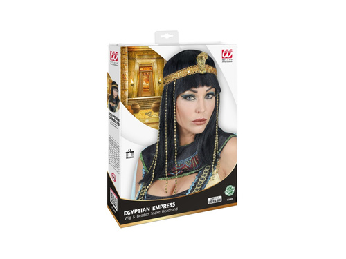 Peruka Kleopatra z opaską z wężem ozdobionym koralikami