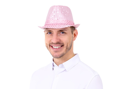 Kapelusz z cekinami jasny różowy - 1 szt.