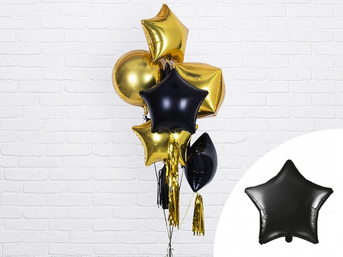 Foil balloon star black - 48 cm - 1 pc.