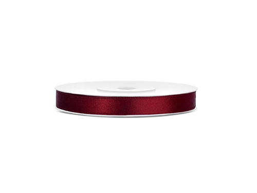 Satin ribbon, burgundy, 6 mm / 25 m, 1 pc.