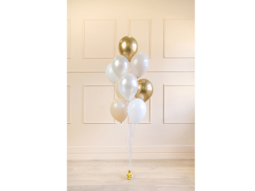 Balloons White and gold - 10 pcs