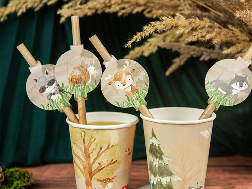 Birthday straws Forest Animals - 6 pcs.