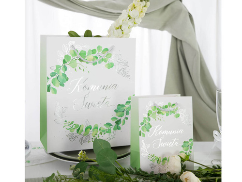 First Communion gift bag with eucalyptus large - 1 pc.