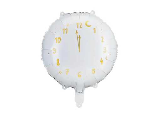 White Clock foil balloon - 35 cm - 1 pc.