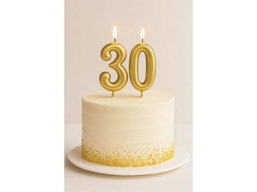Świeczki cyferki złote - 30 - 2 szt.