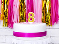 Number candle with glitter - 8 - 1 piece.