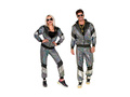 Strój lata 80-te - srebrny odblaskowy shell suit (kurtka + spodnie)