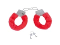 Handcuffs with fur, red, 1 pc