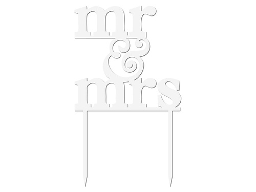 White plexiglass topper for Mr & Mrs cake - 15,5 cm