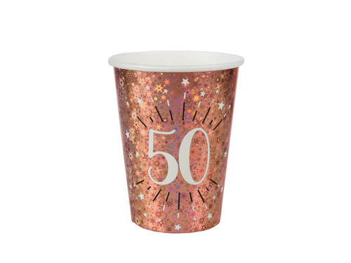 Kubeczki papierowe na pięćdziesiąte urodziny 50 Sparkling - 270 ml - 10 szt.