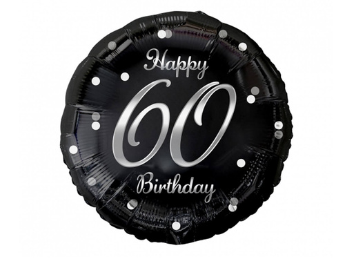 Foil balloon for sixty with silver print - 45 cm - 1 pc.