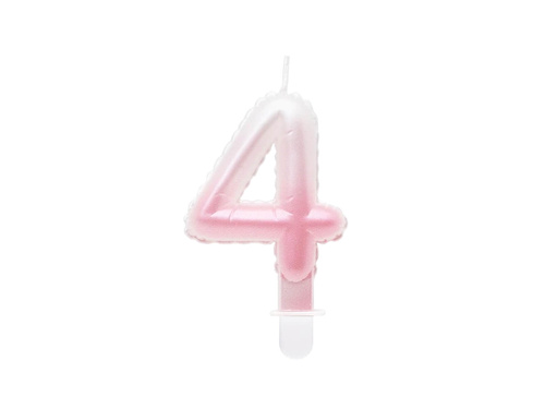 Pearl number candle white and pink - 4 - four