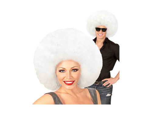 Biała duża peruka afro wysokiej jakości