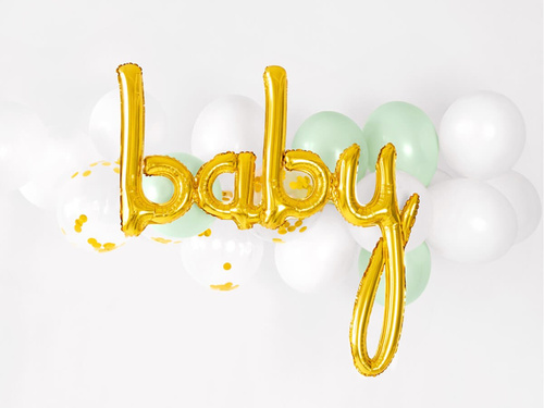 Foil balloon gold inscription Baby - 73.5 x 75.5 cm