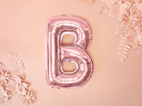 Foil balloon letter "B" pink and gold - 35 cm