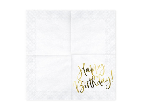 Happy Birthday white napkins - 33 cm - 20 pcs.