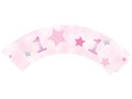 Papilotki na babeczki na roczek Gwiazdki różowe - 6 szt.